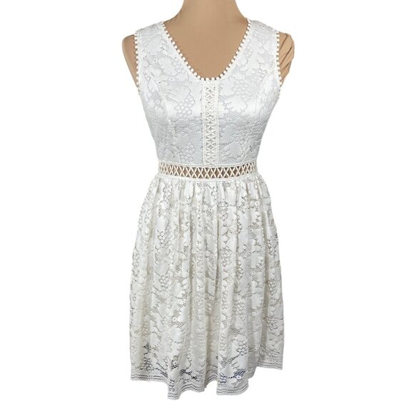 Altar'd State Fit & Flare Dress Cut Out Lace Size S Small Creamy White - Picture 1 of 9